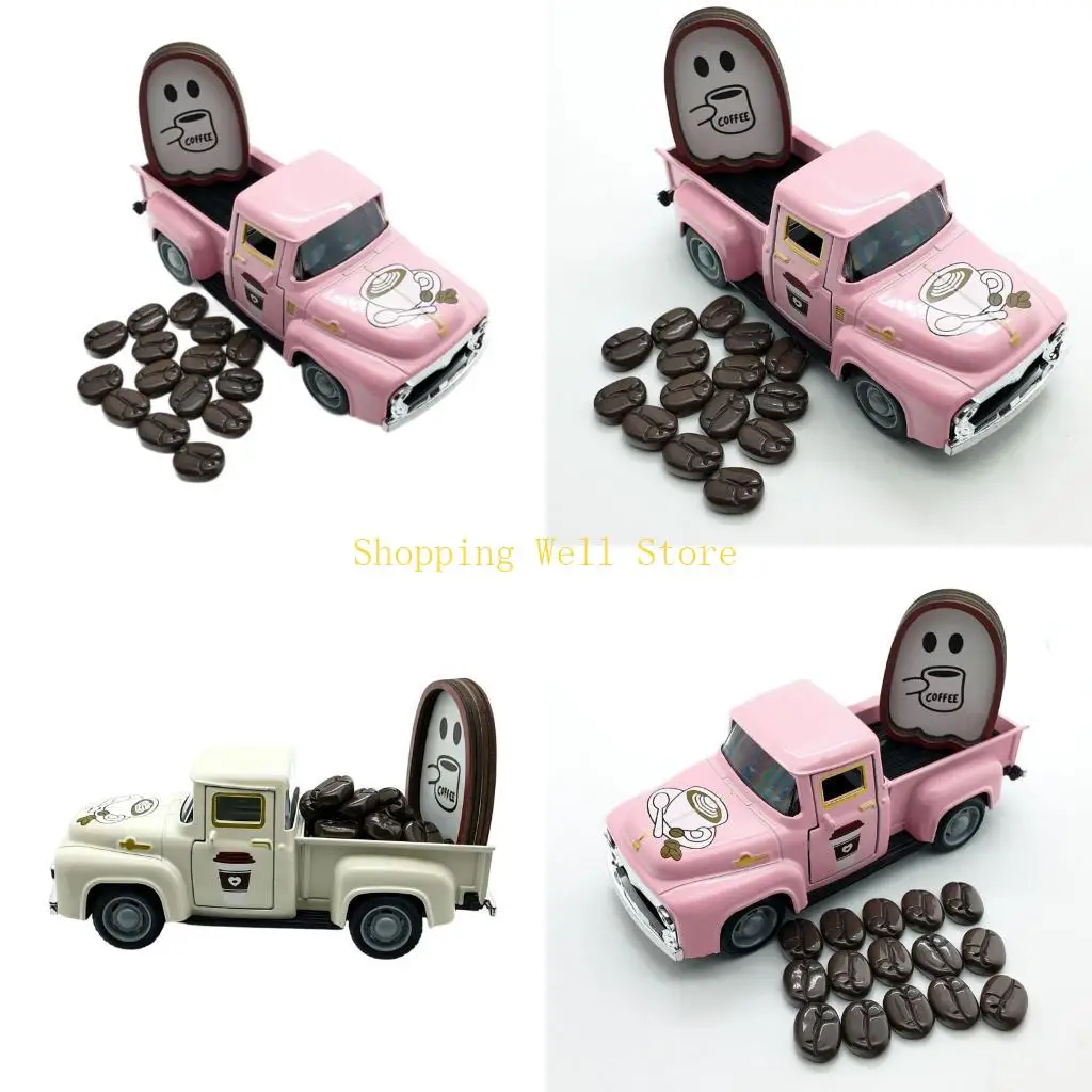 KX4B Alloy Coffee Themed Pickup Truck Model Home Office Desk Decors Collectors Gift