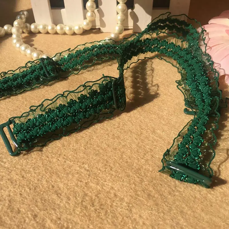 Non-Slip ajustável Ruffles Bra Correias, Roupa Interior Acessório, Lace, Stretch, 1 Par