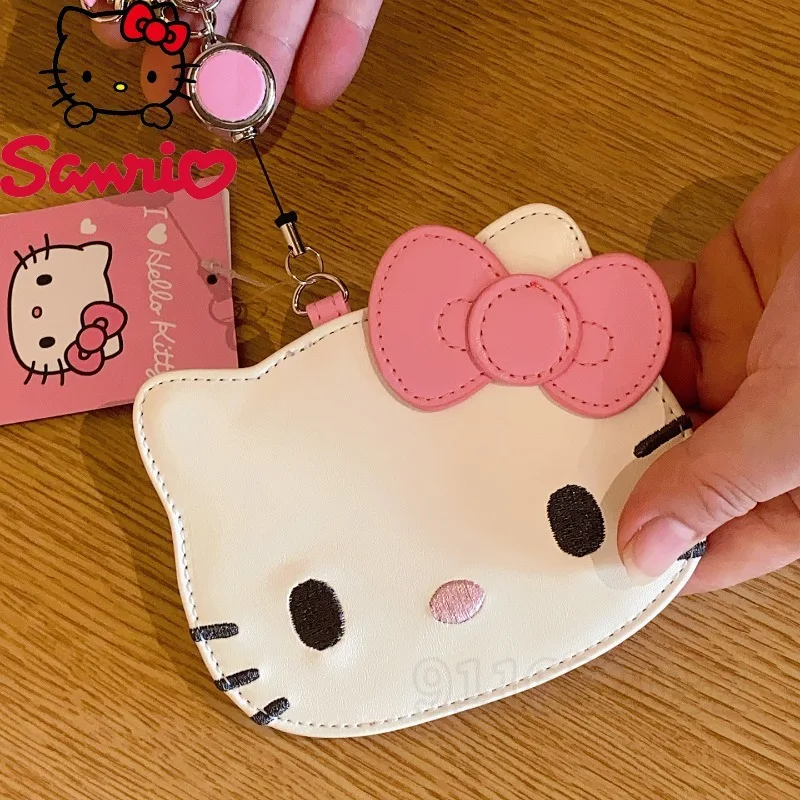 Sanrio Hello Kitty New Retractable Card Holder ID Card Holder Protective Cover 3D Cartoon Cute Fashion Bag Pendant Accessories