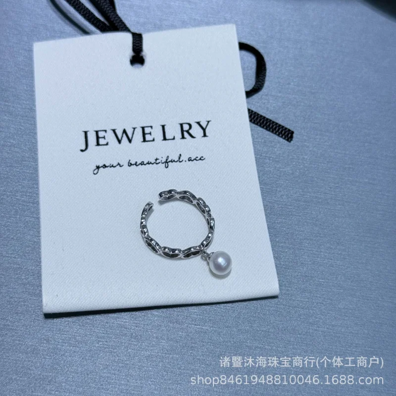 Natural freshwater pearl , heart-shaped earrings, small bell, s925 silver adjustable ring