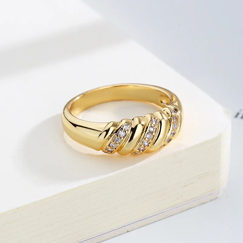 ZHOUYANG Chunky Croissants Pierścionki dla kobiet Vintage Gold Color Statement Ring Finger Akcesoria Moda Modna biżuteria KAR210 — zdjęcie 5