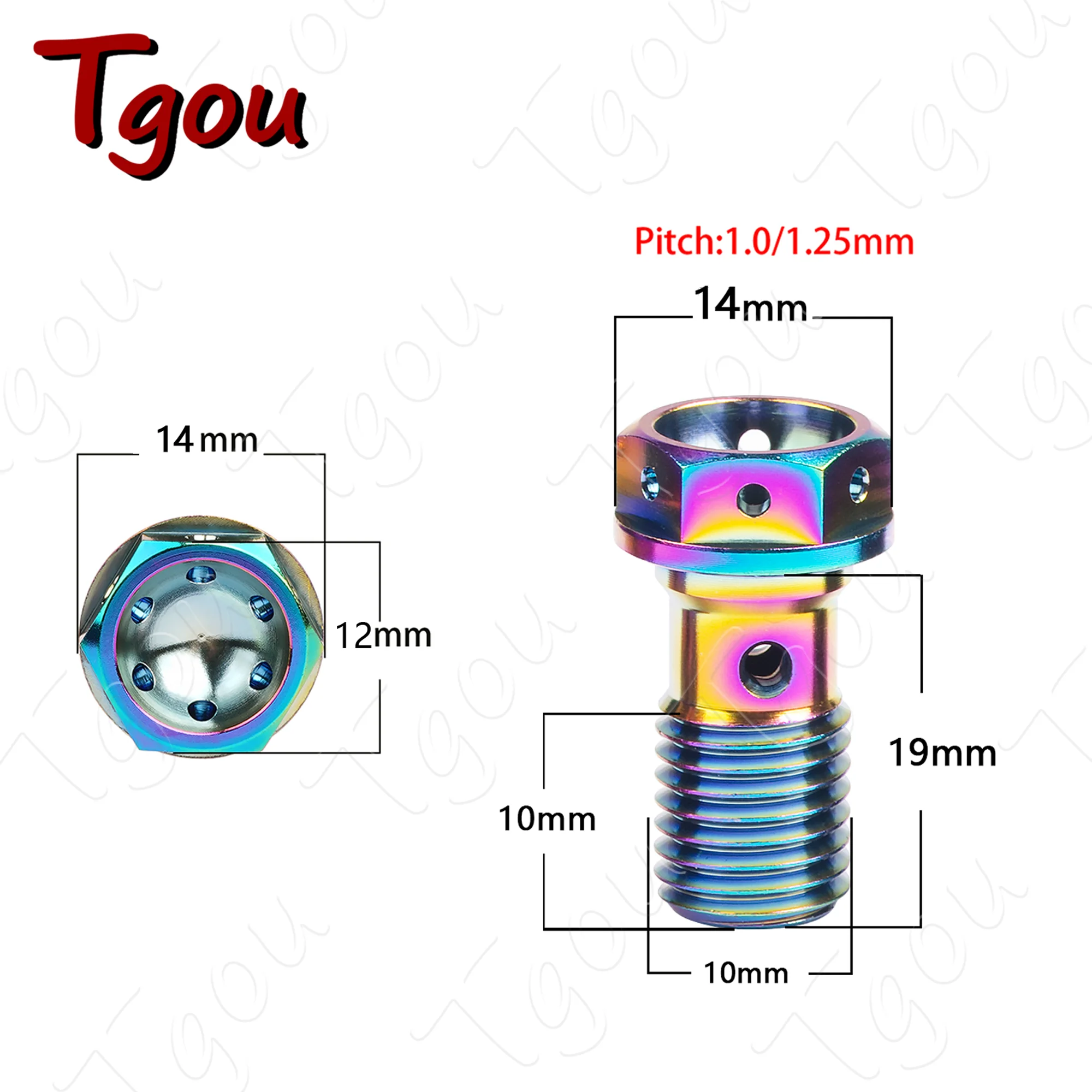 Tgou Titanium Bolt M10 1.0 /1.25 Pitch Banjo Screws for Brembo Brake Line & Single /Double Hole Clutch Banjo
