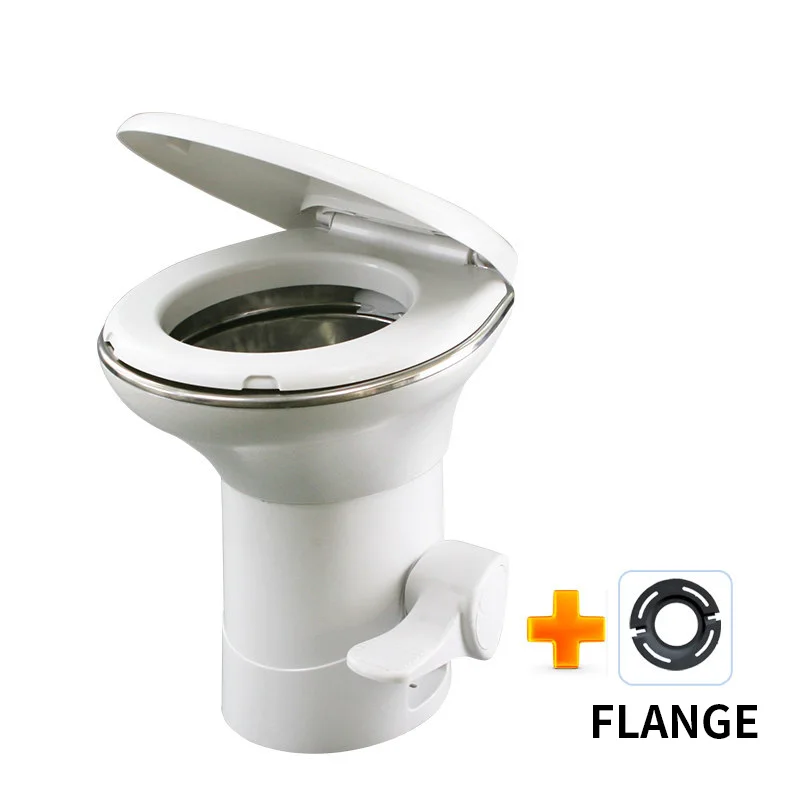 In-line RV Toilet, Stainless Steel Toilet, 200KG Load Capacity, Pre-flush Function, Suitable for RVs and Yachts