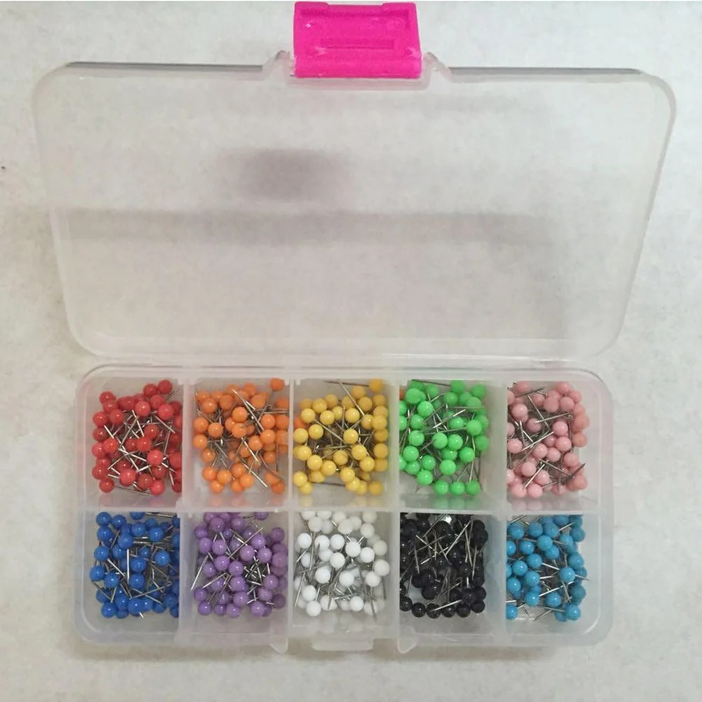 

500pcs Multi-color Push Round Head Map Tacks for Maps Calendar Whiteboard Fabric Making (Ten Color) round push pin