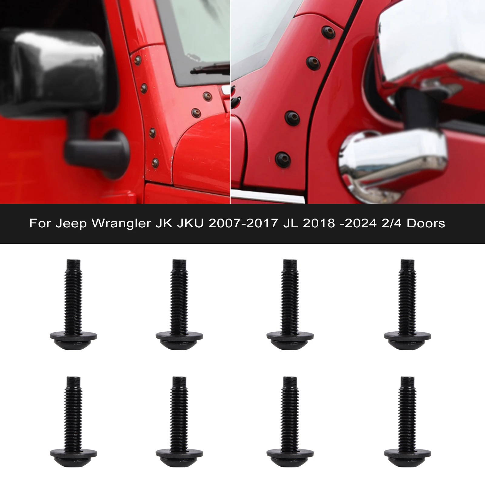 Screws Bolts Roof Screws for Jeep Wrangler JK JKU 2007-2017 JL 2018 2019 2020 2021 2022 2023 2024 2/4 Doors Car Accessories