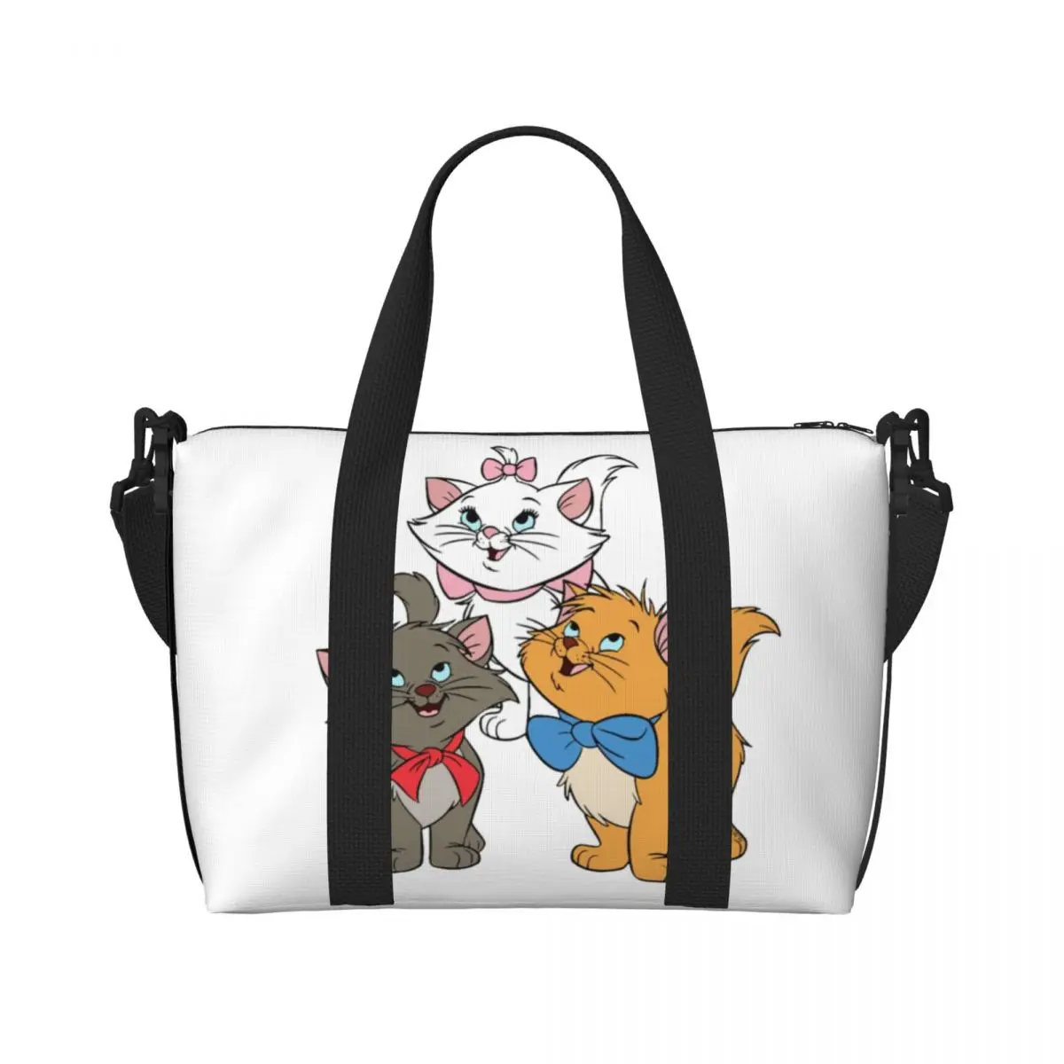 

Custom Marie Cat Tote Bag Women Large Capacity Cartoon Kitten Beach Gym Shoulder Travel Bag