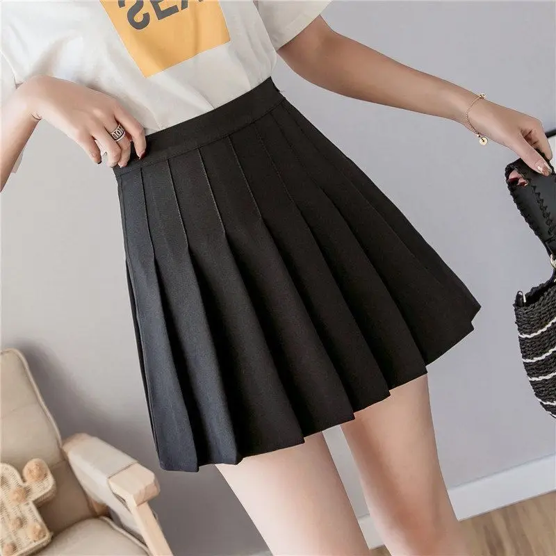 High Waist Short Pleated Skirt Women's Preppy Style Spring Summer Autumn Mini Skirt A-Line Skirt Slimming Effect Polyester Fa...
