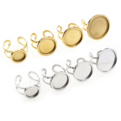 5pcs 10-25mm Inner Size Round Thick Stainless Steel Adjustable Ring Settings Cabochon Blank Base DIY Jewelry Making Findings