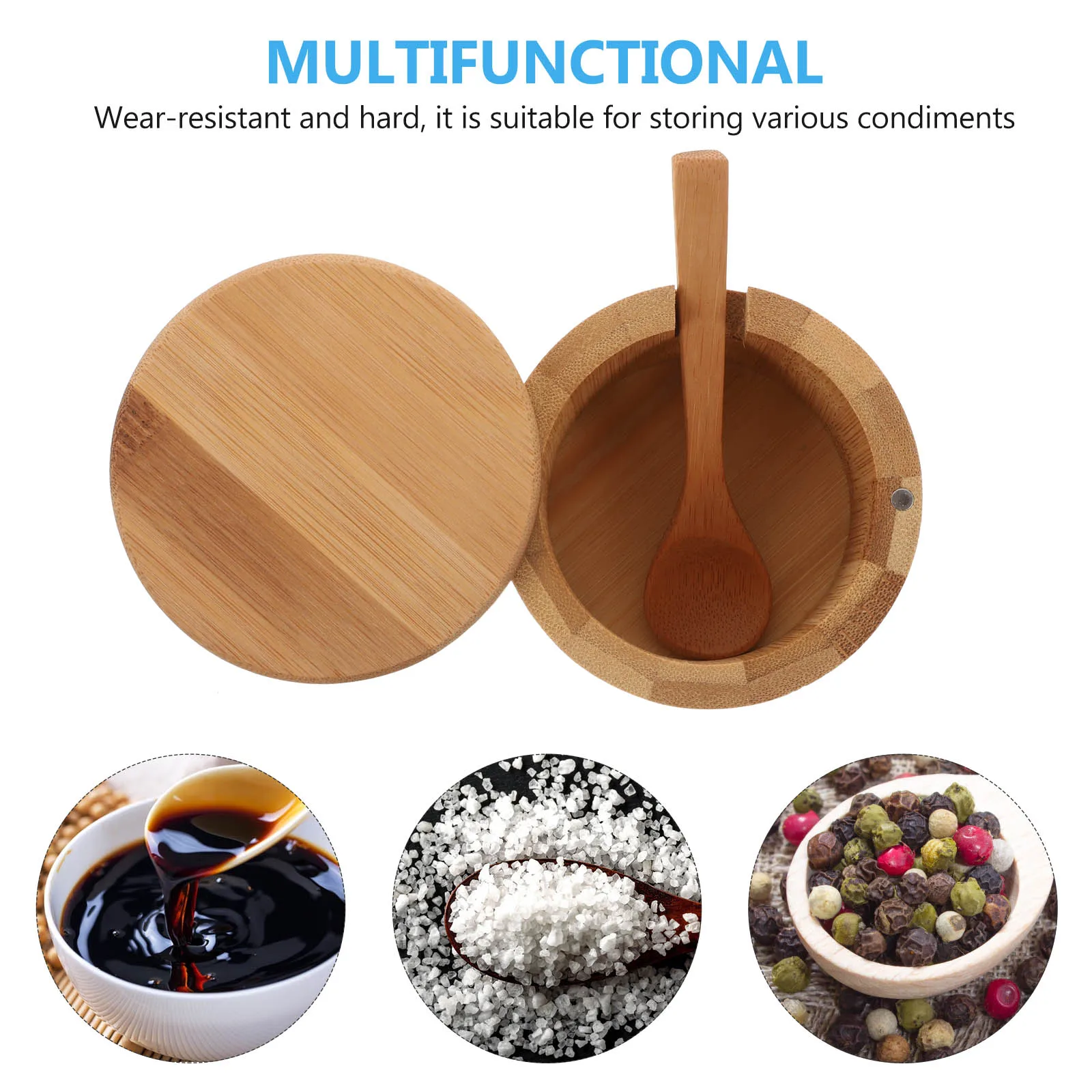 

1Pcs Spice Container Bamboo Spice Jar Wear-Resistant Seasoning Box Long-Lasting Carbonized Finish for Home Restaurant Use