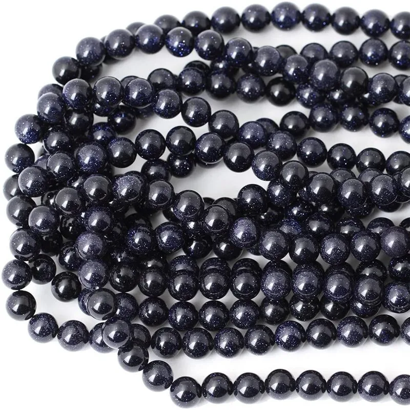 

Natural Round Stone Bead Loose Spacer Blue Sand Beads for Bracelet Making 4 6 8 10mm