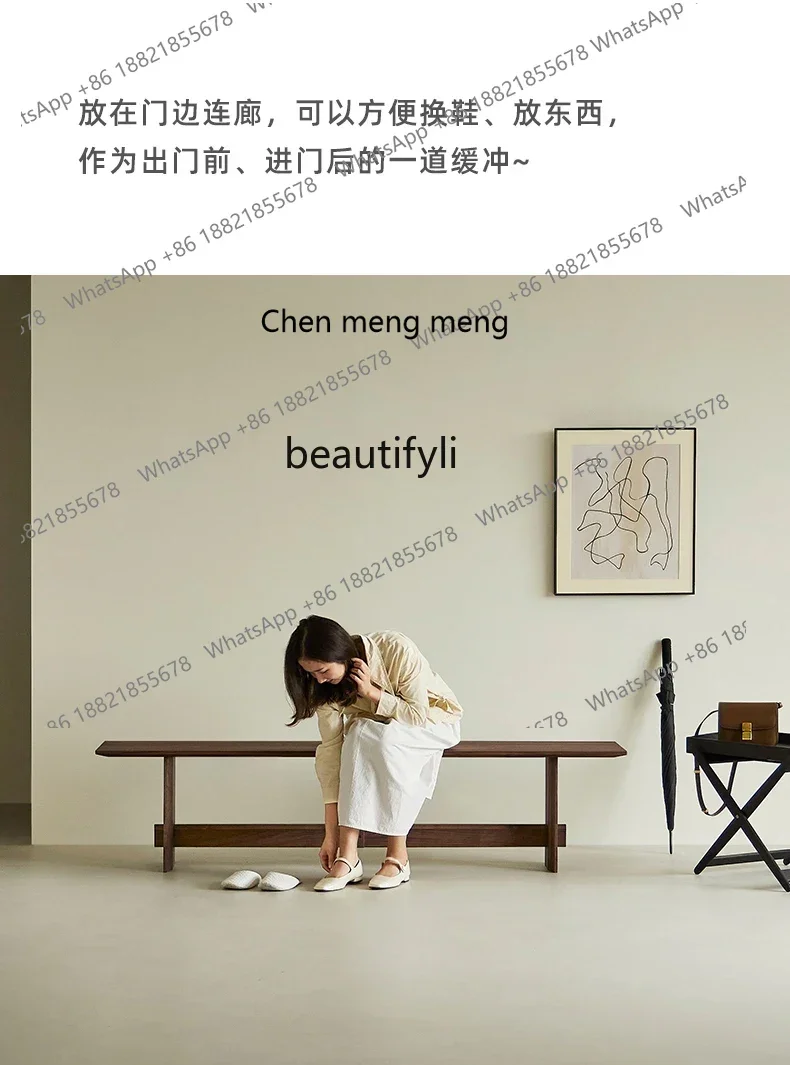 P178 Sgabello da pranzo Nord America Noce nera Panca per la casa da soggiorno moderna e minimalista in legno massello retrò