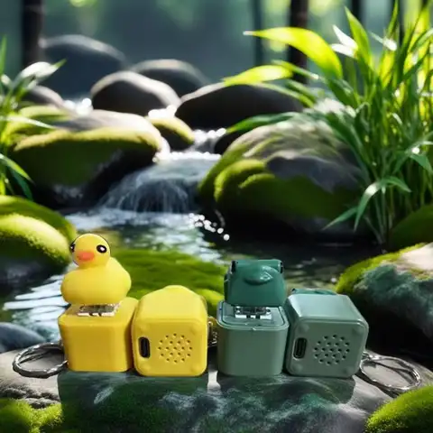 Funny Croaking Frog Duck Keychain Rechargeable Keyboard Fidget Clicker Sound Keyring With LED Light For Stress Relief