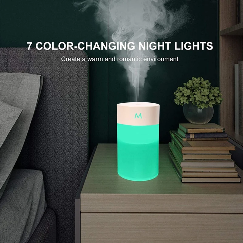 Mist Humidifier,Portable Colorful Night Light Quiet Humidifier Desktop USB Powered Auto-Off Humidifier For Home Bedroom