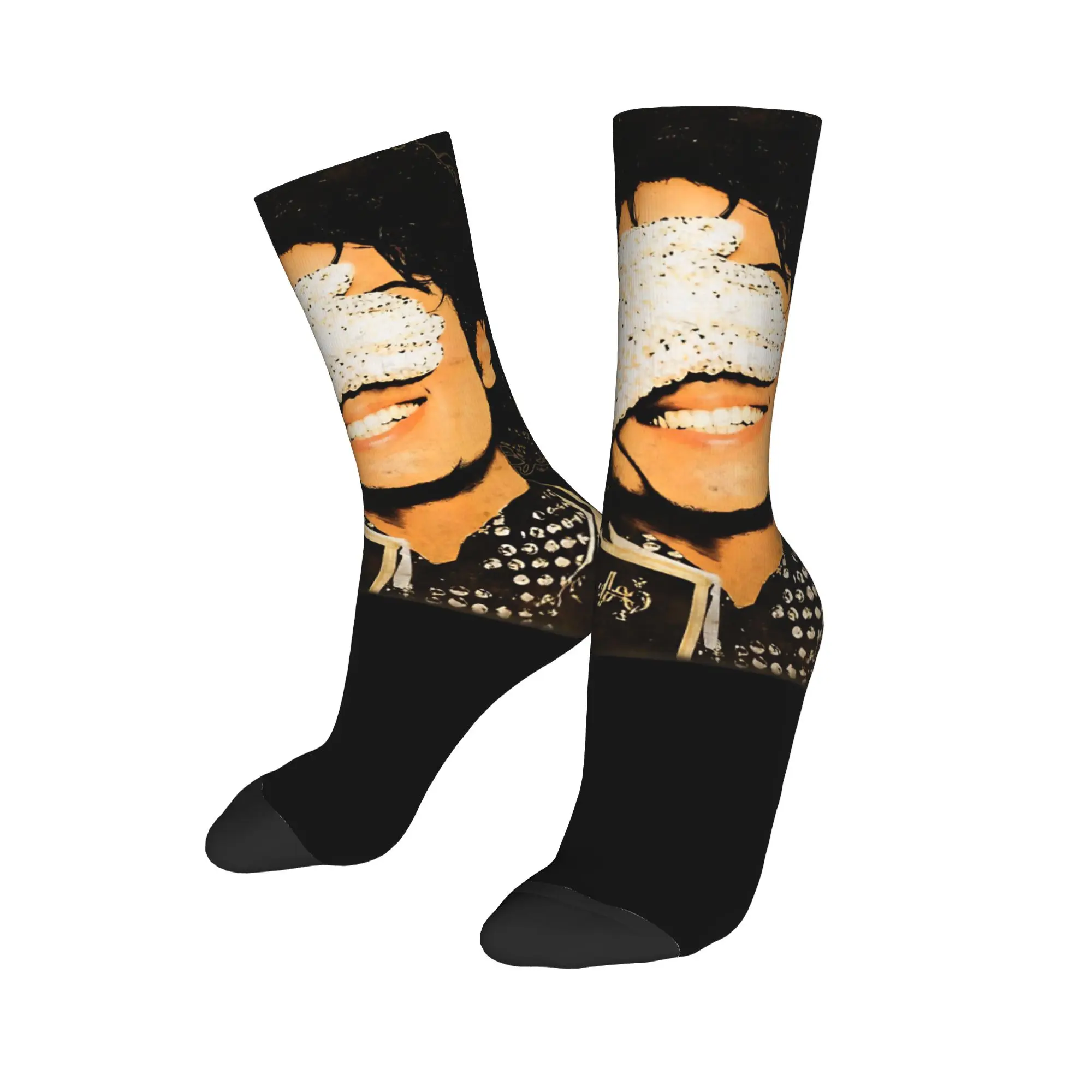 MJ Sparkling Glove Portrait Socks Men Women Polyester Casual Socks Harajuku Spring Summer Autumn Winter Middle Tube Socks Gift,