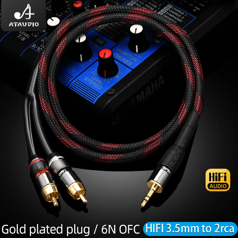 HIFI 3.5mm to 2 RCA Audio cable 3.5MM male to 2 Rca Male 0.5m,1m,1.5m,2m,3m,5m Stereo Cable for iPhone MP3 DVD Amplifier