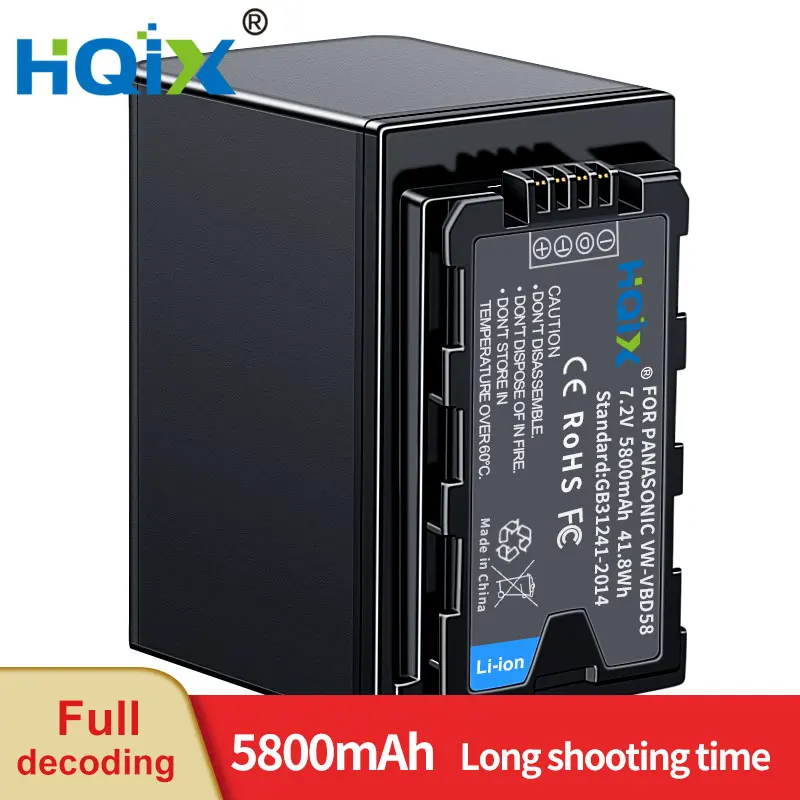 HQIX for Panasoinc AJ-UPX360 PX270 HDC-GZ10000 X1500 DC-BGH1 AG-FC100 CX98 HC-X2 X20 Camera VW-VBD58 Charger Battery