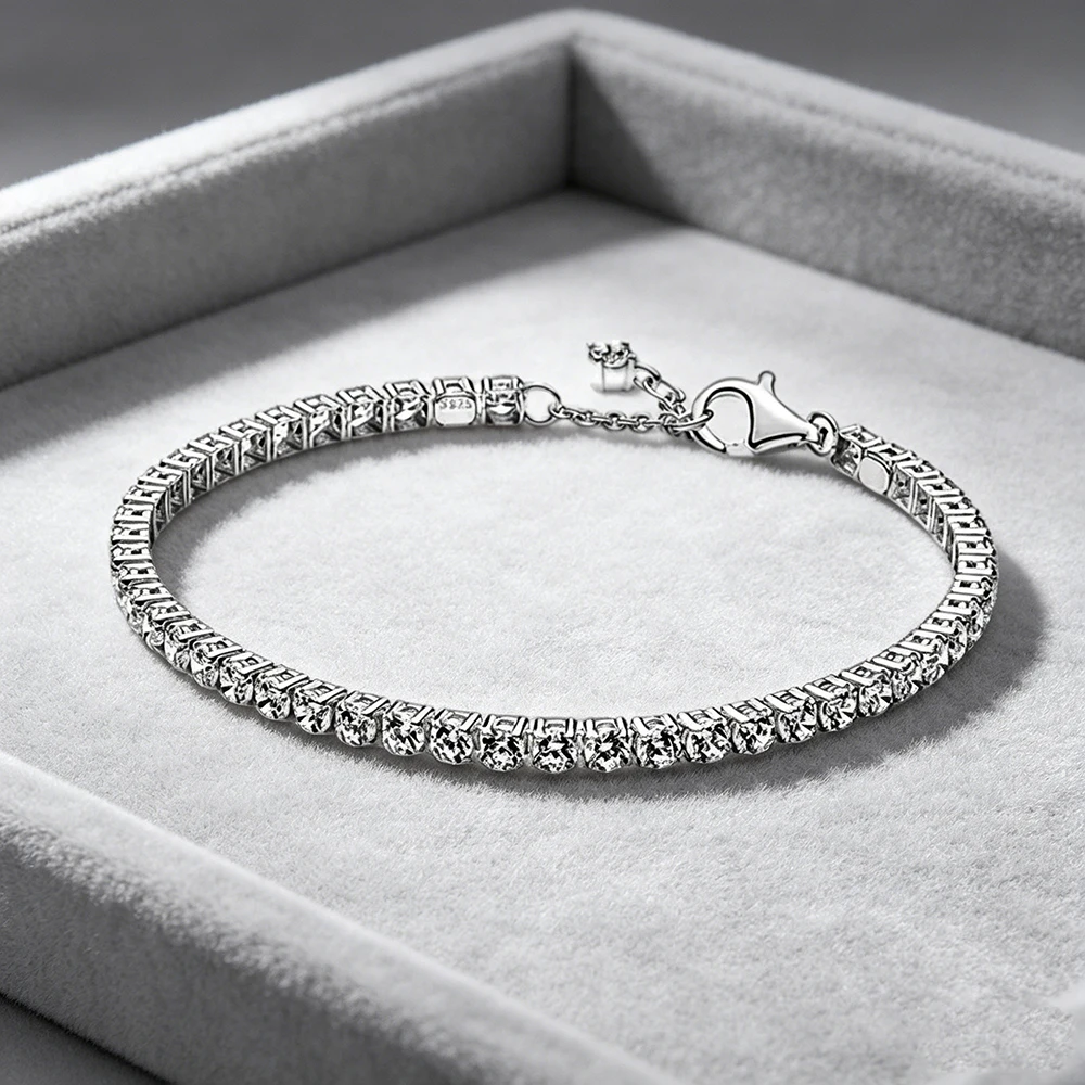 S925 Sterling Silver Zircon Bracelet Adjustable Colorful Tennis Bracelet for Women Fashion Cubic Zirconia Jewelry Party Gift view 2