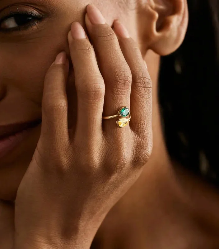 Birthstone Ring Set - Lateefah customized staggered birthstone rings personalized
