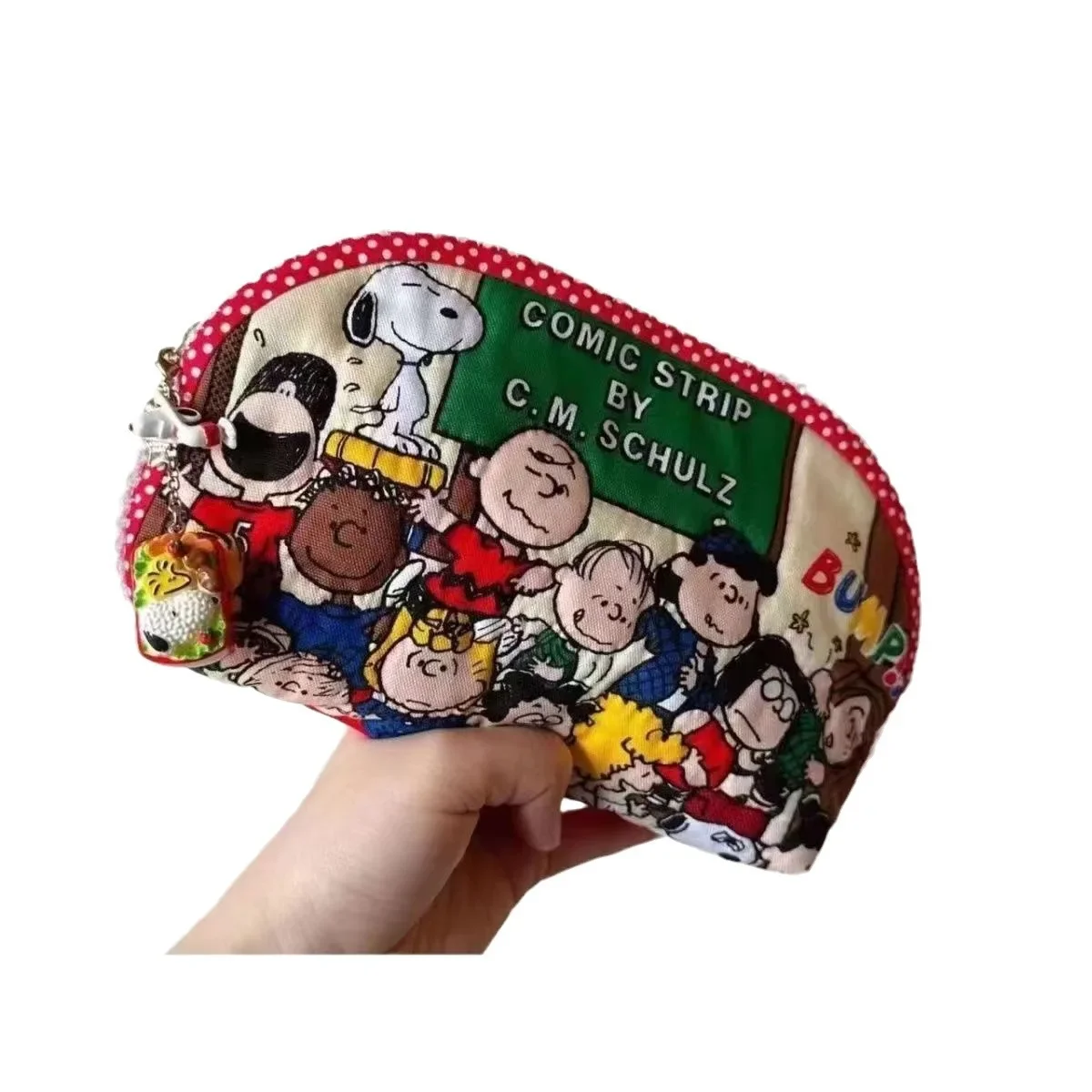 Miniso-Cartoon Snoopy Joint Impresso Pen Bag, Saco bonito de papelaria, Armazenamento de maquiagem de grande capacidade, Sacos cosméticos para