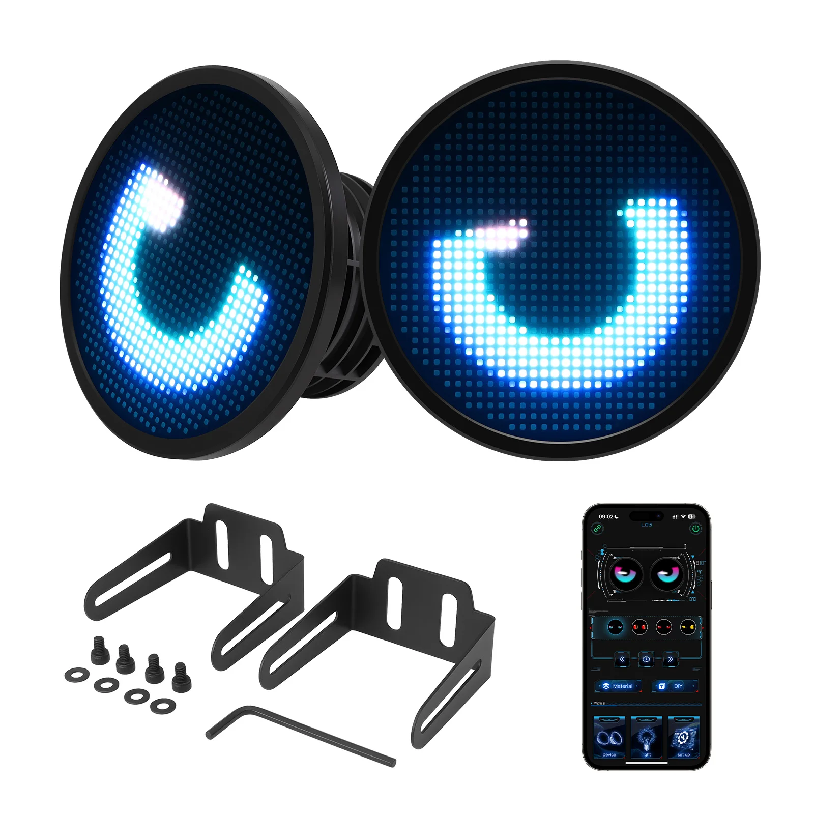 Picture 7: LED Eyes Matrix Pixel Panel Lamp APP Control Automotive Equipment Automotive Fog Lights Dynamic Eye Lights For Car Motorcycle