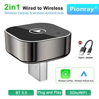 2026 Pionray Dongle inalámbrico CarPlay 2 en 1 y adaptador inalámbrico Android Auto - Actualización instantánea para CarPlay con cable
