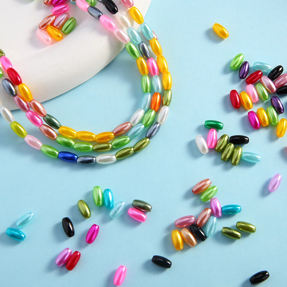 200 Stück 4x8mm Zufallsfarbene Ovale Rocailles Acryl Regenbogen Zwischenperlen Lose Perlen für DIY Schmuckherstellung Armbänder Halsketten – Detail 5