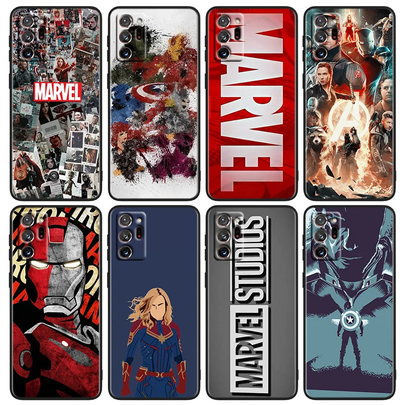 

Marvel hero LOGO Avengers Phone Case For Samsung M33 M23 M52 M32 M12 M62 M31S M30 M21 Note 20 10 9 8 Ultra Lite Plus Black