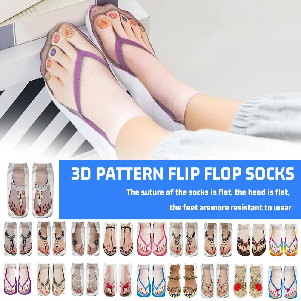 Cute Foot Printed 3D Socks For Women Kawaii Low Ankle Femme Girls Cotton Socks Casual Funny Creative Socks Happy Calcetines Y4R5