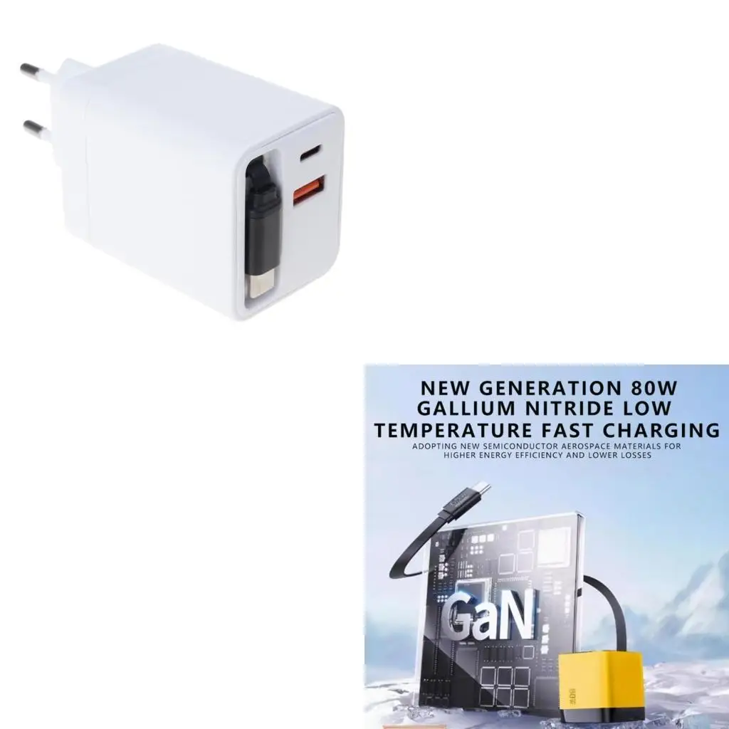 

80W Fast With Retractable USB C Cable PD80W Quick Charging For Laptop