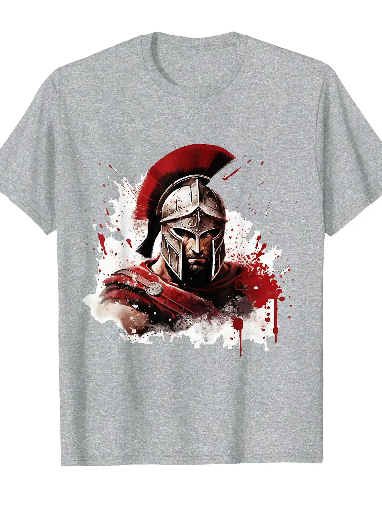 Spartan Helmet Gladiator Leonidas 300 Spartan T-Shirt 100% Cotton O-Neck Short Sleeve Summer Casual Mens T-shirt Streetwear view 6