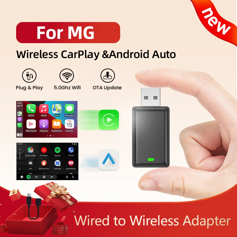 Беспроводной адаптер Carplay Android Auto Smart 2in1 Dongle Автомобильные интеллектуальные системы для MG GT MG5 RX5 GS ZP ZS Hector HS ZS EV eHS