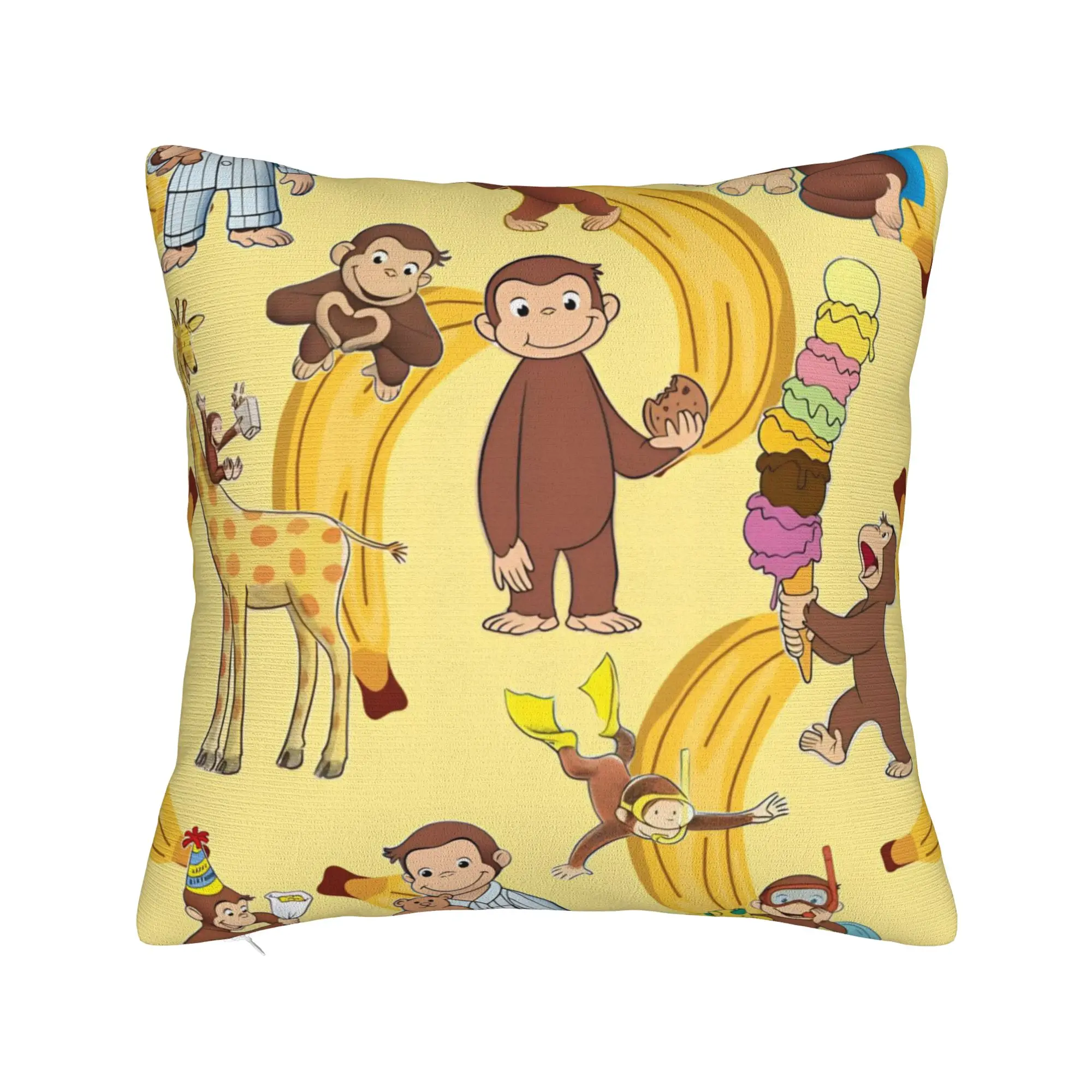 Decorative Pillowcases Curious George African Monkey  Product Bed  Throw Pillow Case Cover Square Style Multi-Size