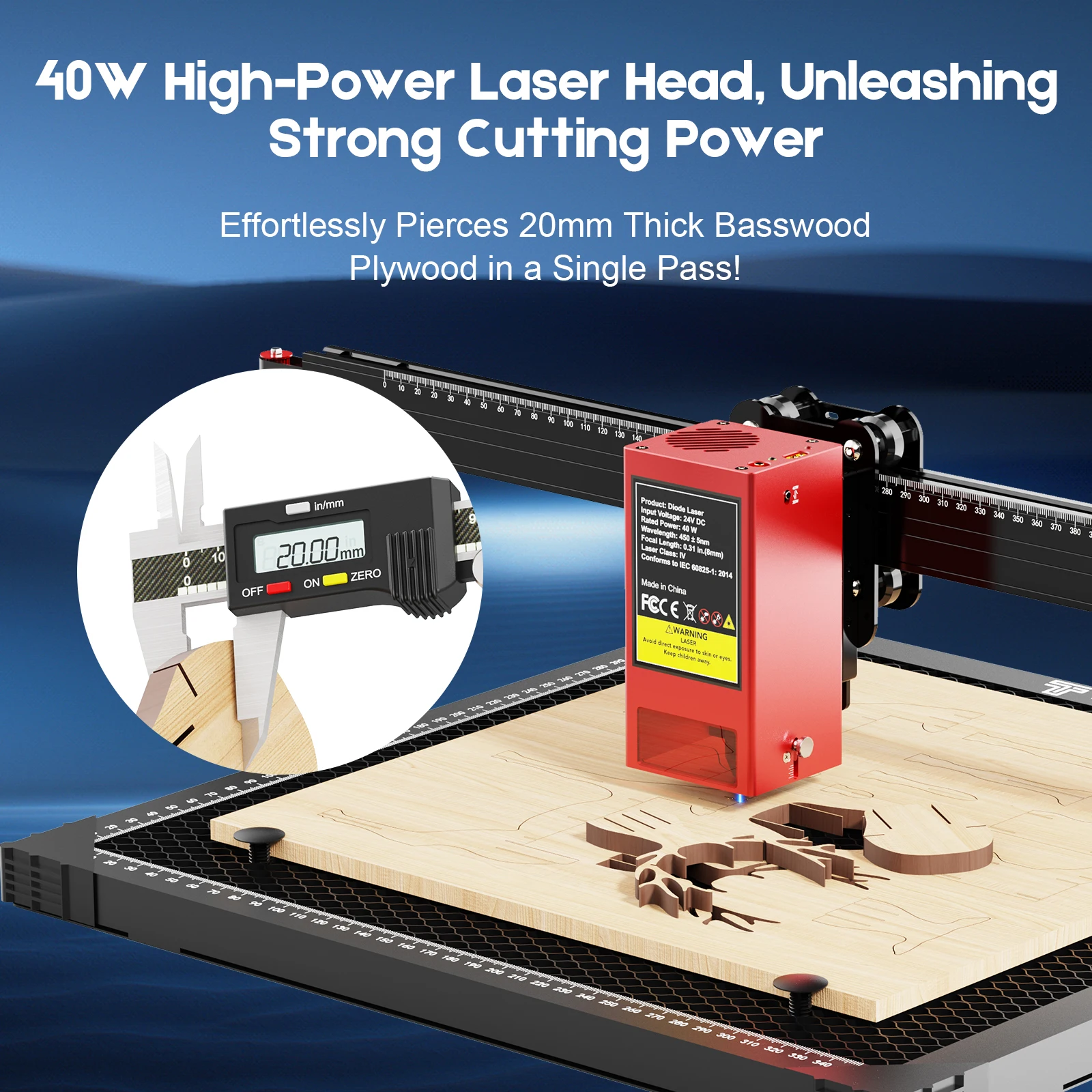 Twotrees TS2-40 40W Laser Engraver High Speed Metal Laser Engraving Machine Cnc Wood Cutting Tools For Cut MDF Acrylic Leather