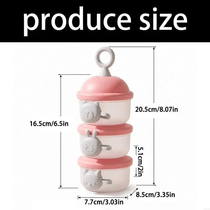 Portable Formula with Three Separate Powder Compartments and Carry Handle for Home Feeding and Travel A2UB