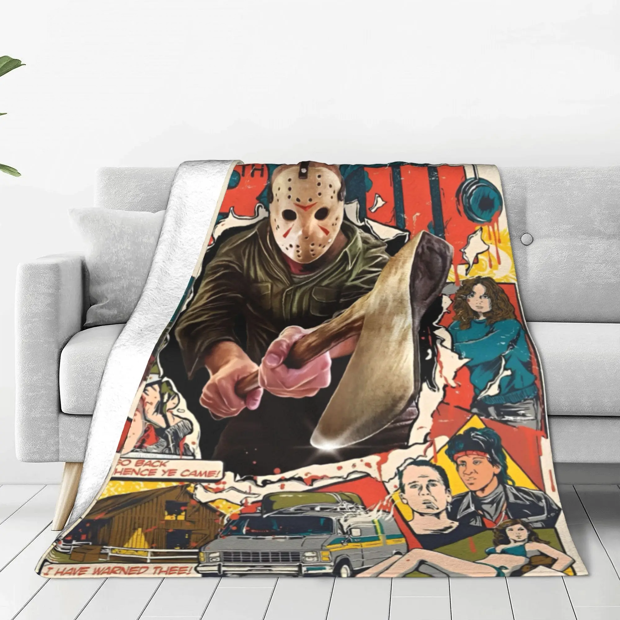 Friday Jason Voorhees 13th Coral Fleece Plush Throw Blanket Horror Movie Scary Blankets Bedding Super Warm Rug Piece Breathable