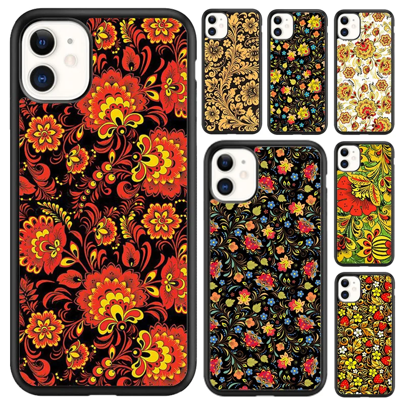 Чехол для телефона с русским цветочным узором для iphone SE2020 15 14 6 6s 7 8 plus XR XS 11 12 13 pro max