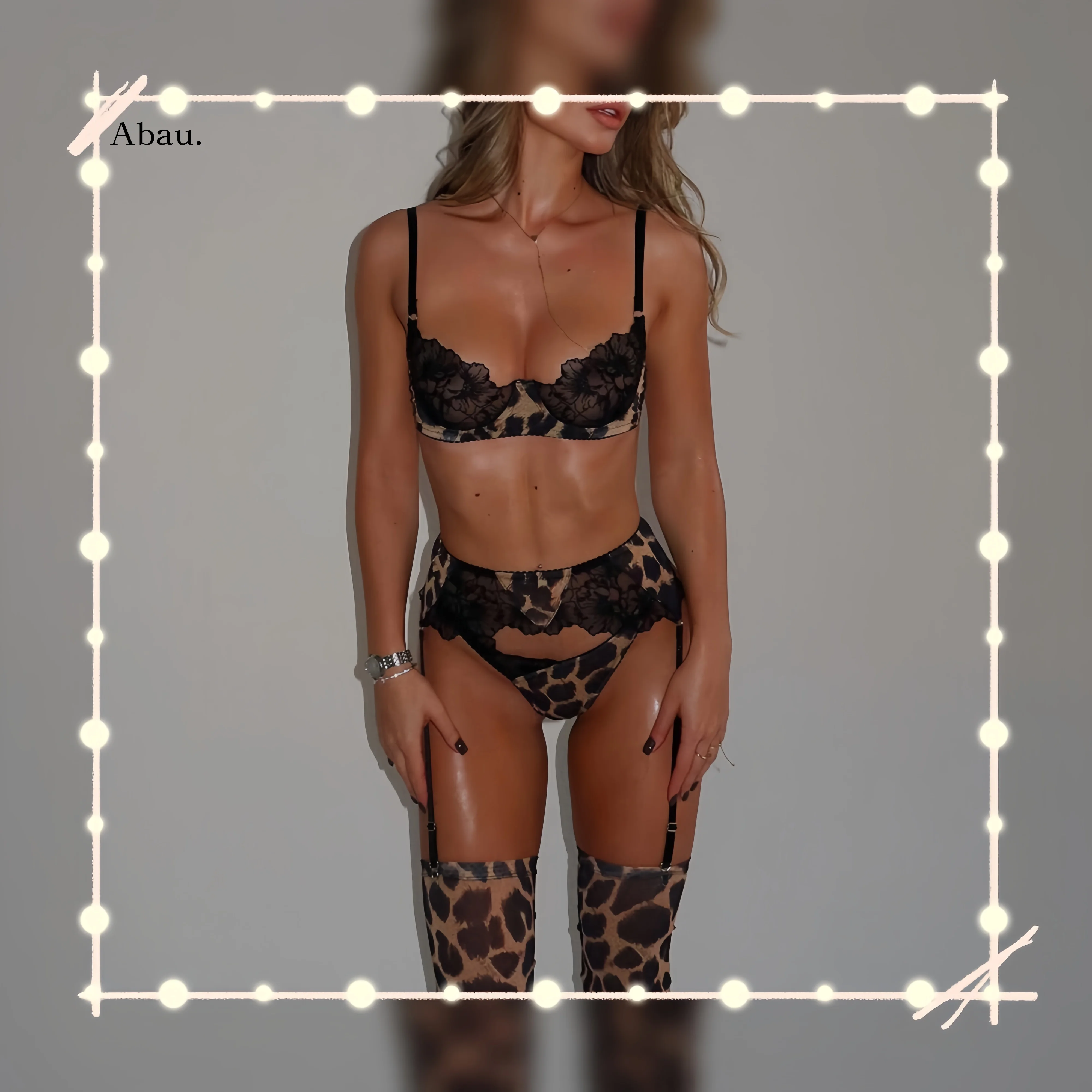 

Сексуальный комплект с бюстгальтером с леопардовым принтом, женское нижнее белье, супер сексуальное кружевное шитье, интимный сексуальный полный комплект, перчатки, носки, нижнее белье