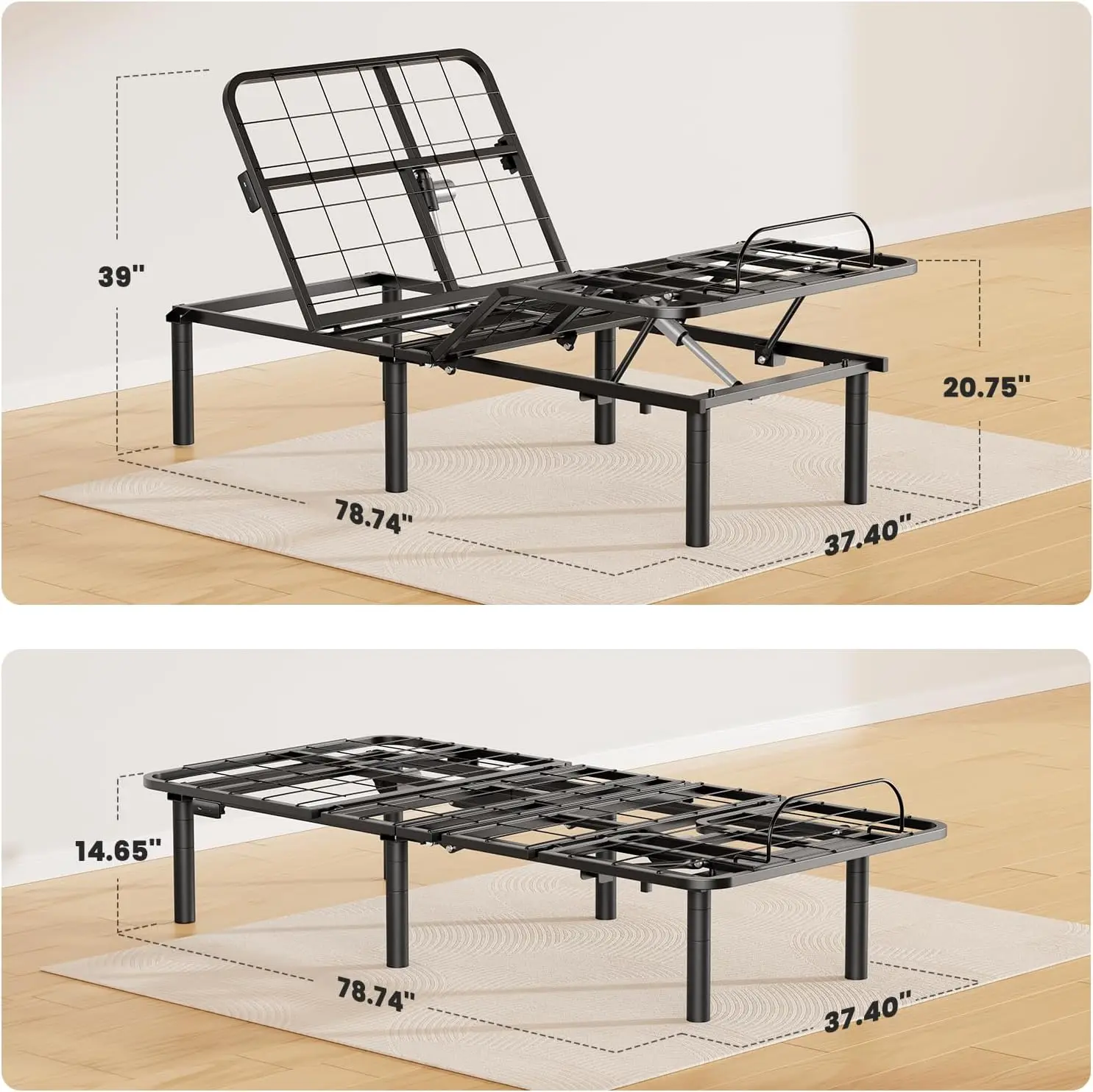 Adjustable Bed Base Frame, 3 Options Heights 8