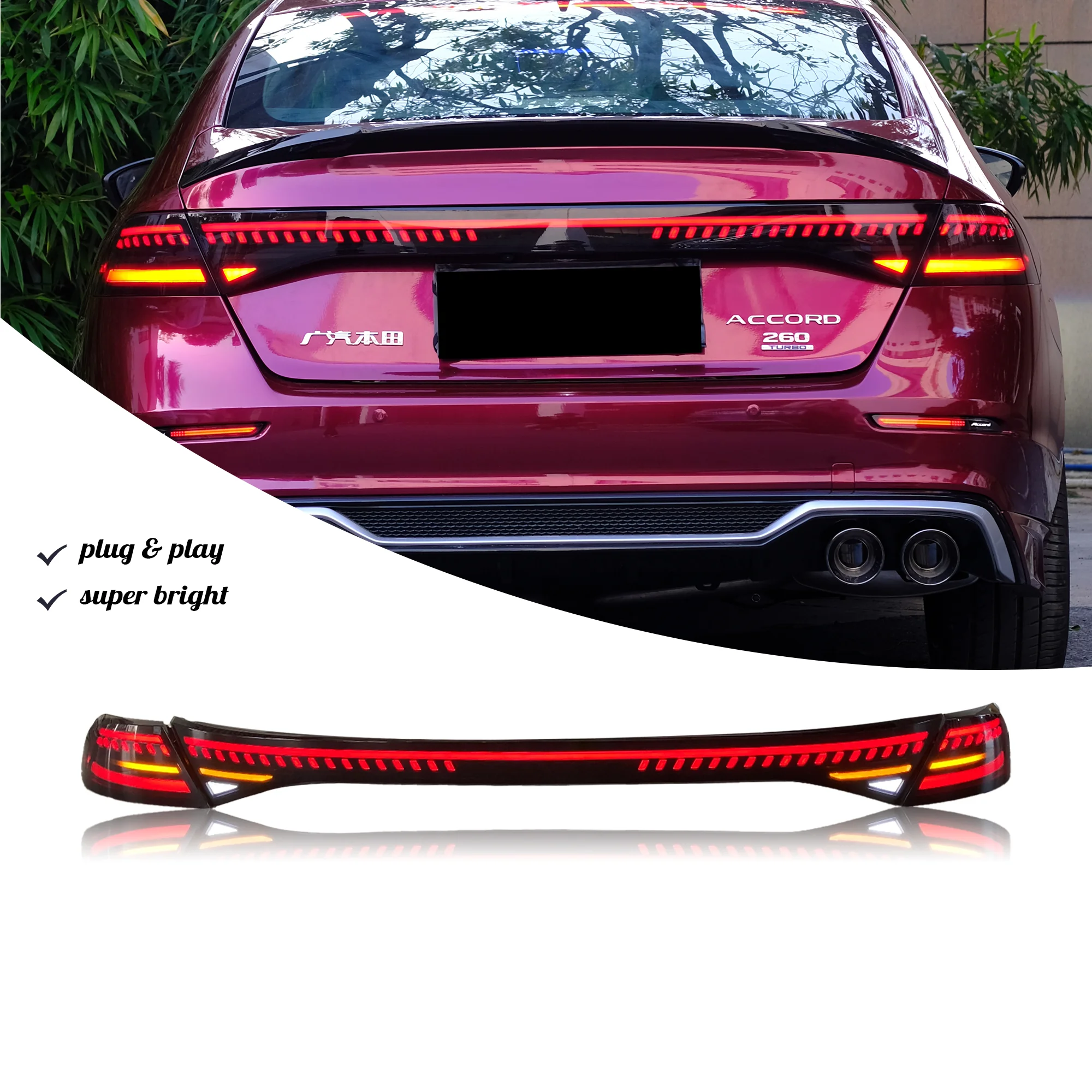 

Car LED Rear Through Taillight for Honda Accord 11th LED Tail Light Assembly Dynamic Tail Rear Light Strip