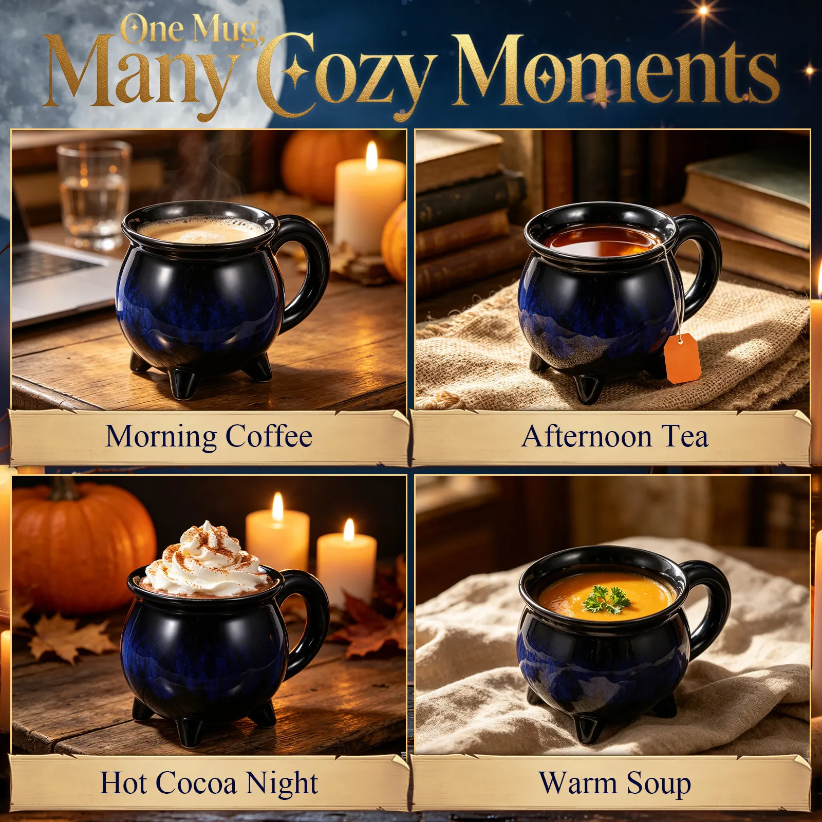Halloween Witch Cauldron Ceramic Mug 375Ml Novelty Themed Coffee Cup for Women Spooky Holiday Drinkware Decorative Functional