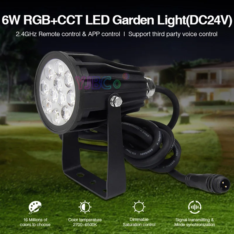 Miboxer 6W RGB+CCT LED Garden Light FUTC08 Waterproof  IP66 Garden lamp Outdoor Lighting DC 24V Power adapter 3m cable Connector