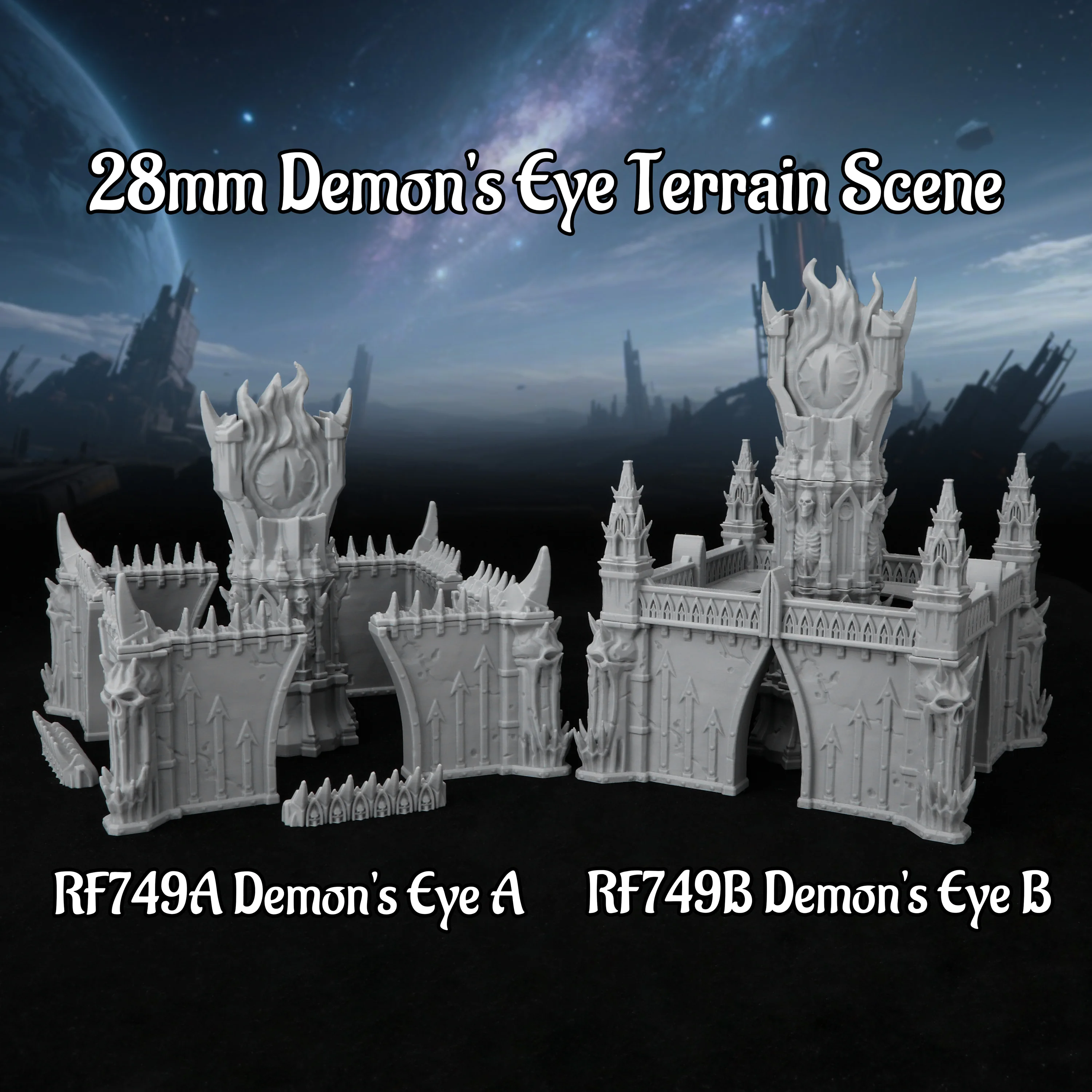 

Demon's Eye Fortress Miniature Terrain Set - RPG Accessories, Hell Castle Scenery for Tabletop RPGs, Dioramas & Collector's Gii