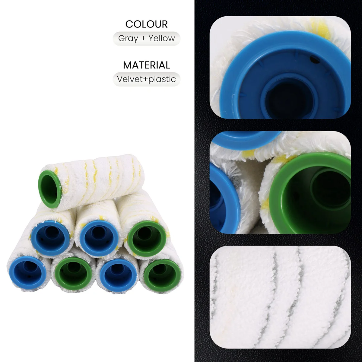 New 8 Piece Set of Rollers for Karcher FC7 FC5 FC3 FC3D Electric Floor Cleaner 2.055-007.0 / 2.055-006.0