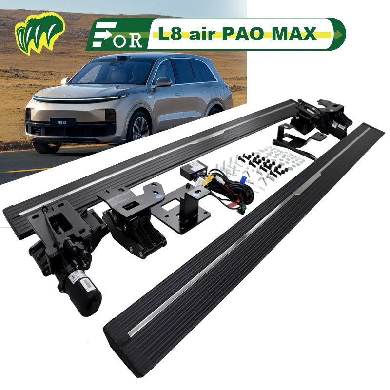 

2Pcs For Li L8 air PAO MAX 2023 EMP Truck Electric intelligence Running Boards Bar Pedals Side Step Bars with LED Lights