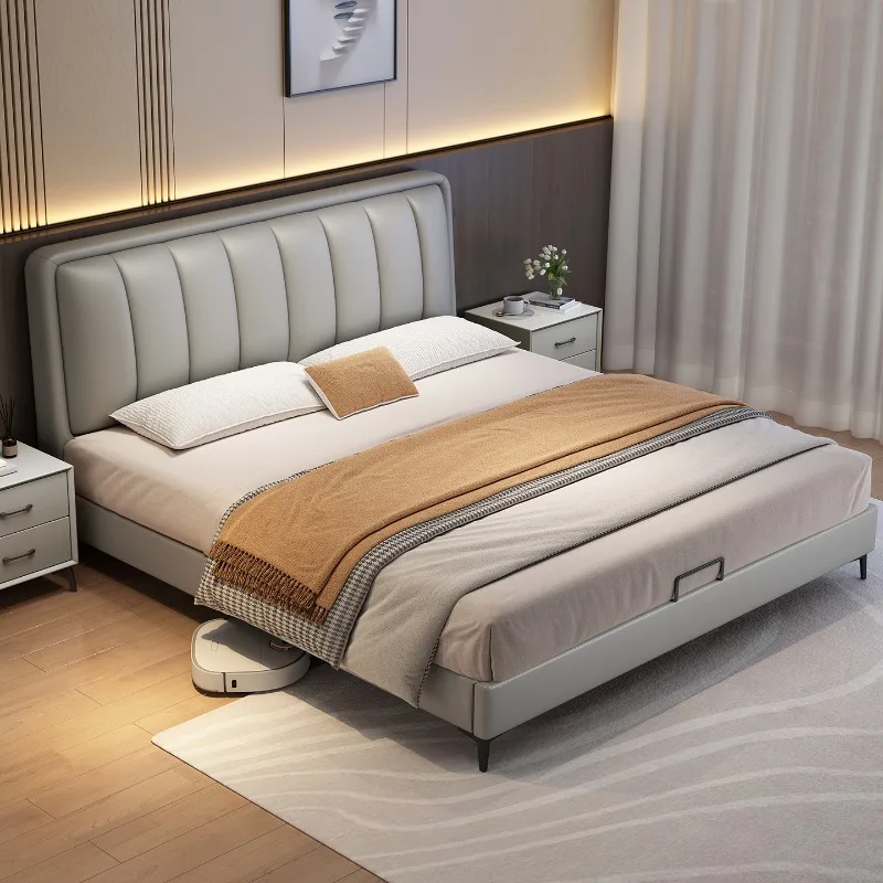 

Nordic Gray Headboard Bed Storage Luxury Designs Modern King Size Double Bed Bedroom Bases Frames Camas Matrimoniales Furniture