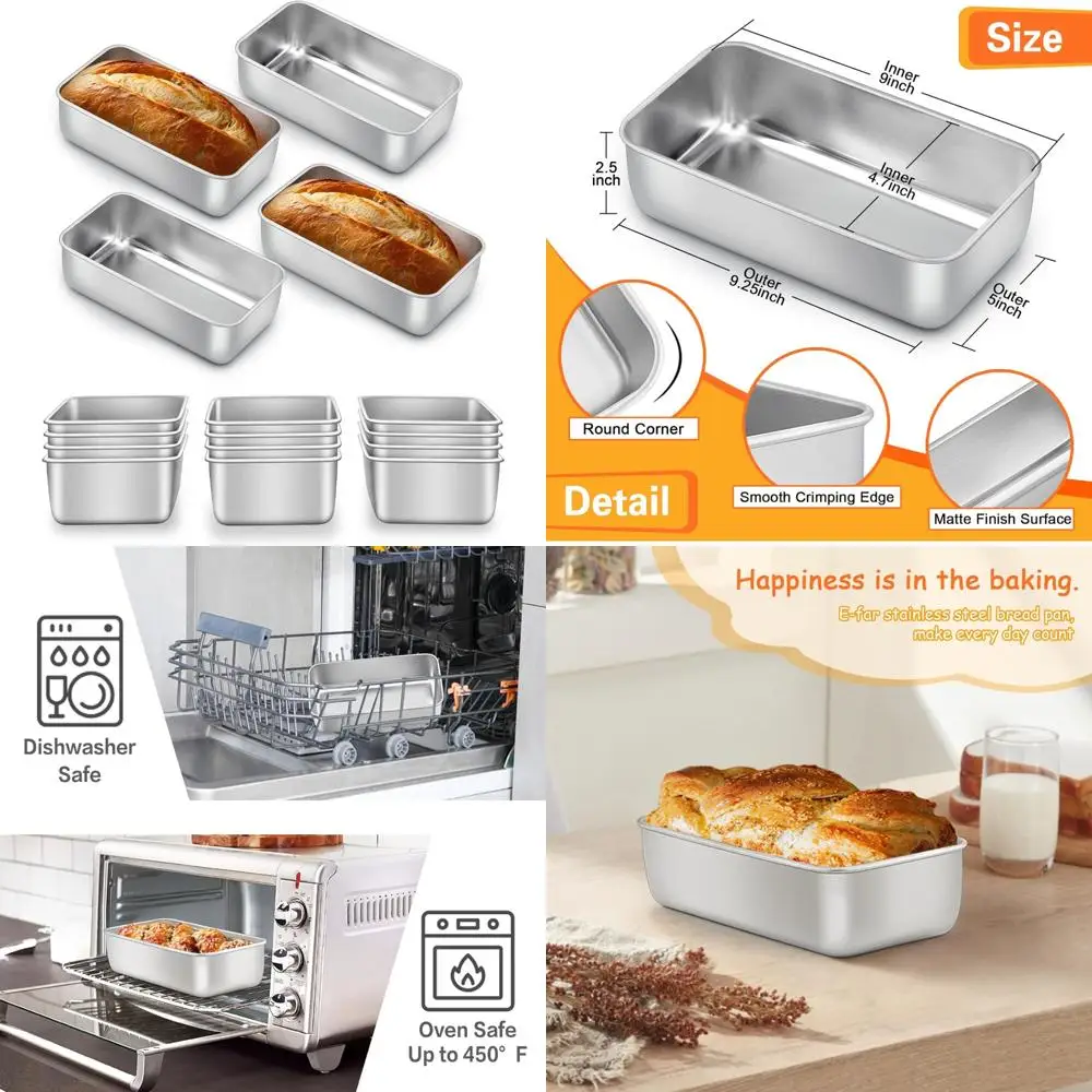 

16-Piece Stainless Steel Loaf Pan Set for Baking 9x5 Bread and Homemade Banana Bread