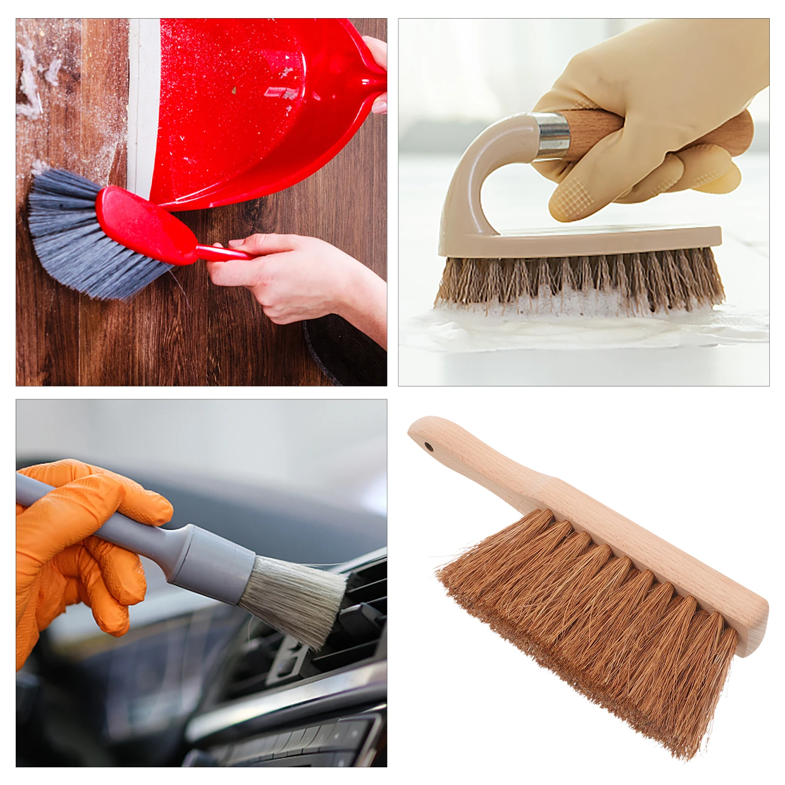 

Fireplace Brush with Wooden Handle Coconut Fiber Sturdy Bristles Fireplace Cleaning Tool Ash Dust Coal Removal