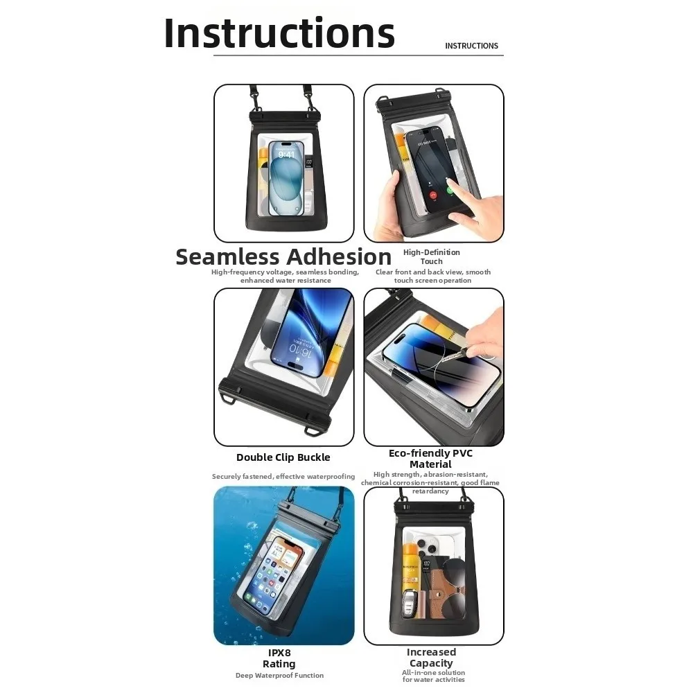 Touchable Screen Waterproof Mobile Phone Bag Transparent PVC Phone Protector Pouch Universal Crossbody with Lanyard view 2
