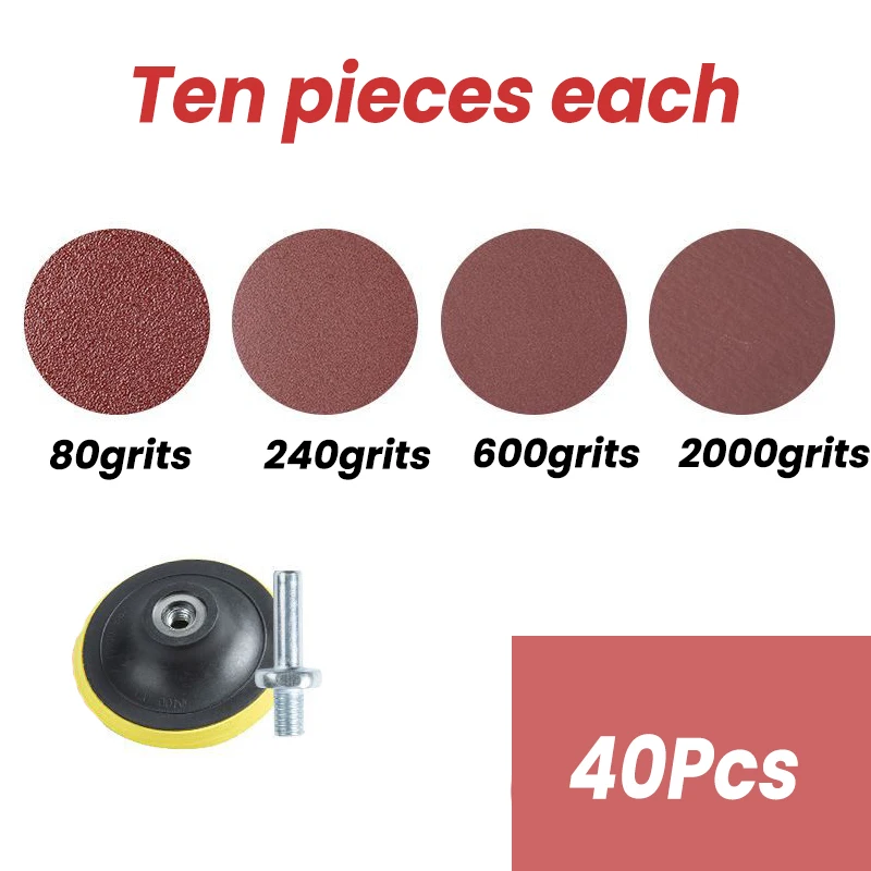 40Pcs 4 Inch Mixed Packaging 60-2000 Grit Special Sandpaper Disk For Round Polishing Red Brown Sandpapers Set