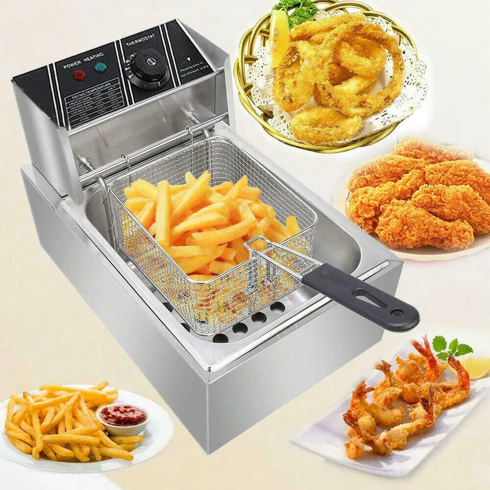 

6L Electric Deep Fryers Stainless Steel Home Commercial Countertop Cooker 1700W